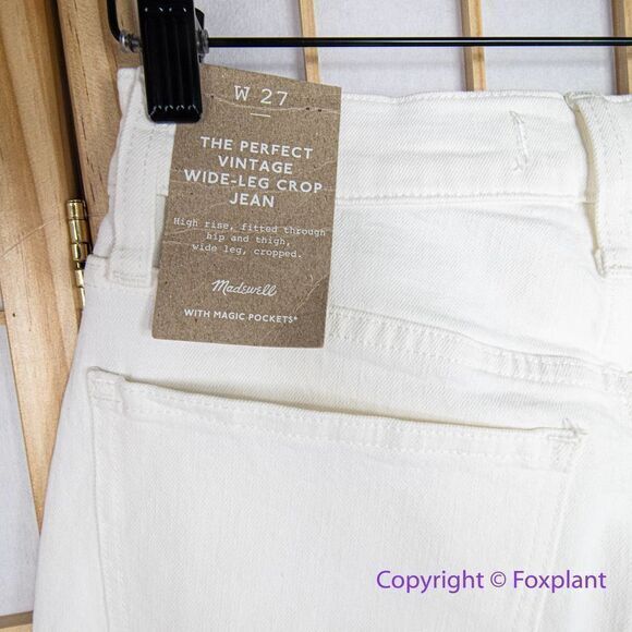 NEW Madewell The Perfect Vintage Wide-Leg Crop Jean Tile White, 27 - Picture 10 of 14